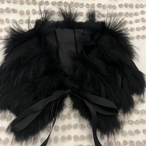 Fur / stole / scarf / tie-on, detachable collar, black